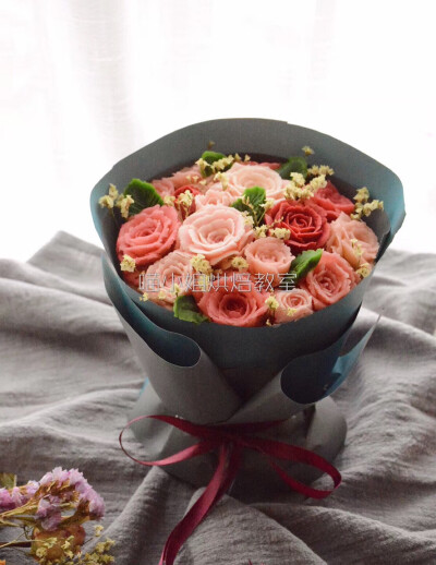 韩式裱花蛋糕，豆沙裱花蛋糕，韩式裱花花束