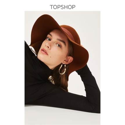 TOPSHOP棕红色大帽檐复古女士羊毛帽19K01KRST