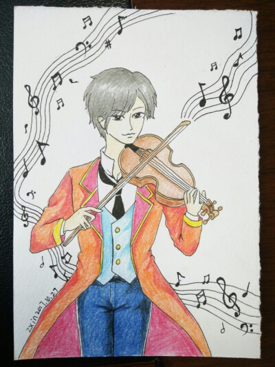彩铅《拉小提琴的少年》，这形找的我自己都无语