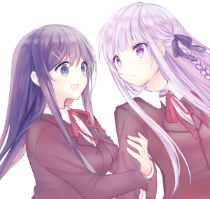 【来源pixiv，侵删】論破LOG
画师：D@isy 

雾切响子，舞园沙耶香

动漫二次元原创/同人画/人物插画/手绘/女生头像/壁纸/锁屏/背景/美少女/紫发/紫长直/三股辫/紫瞳