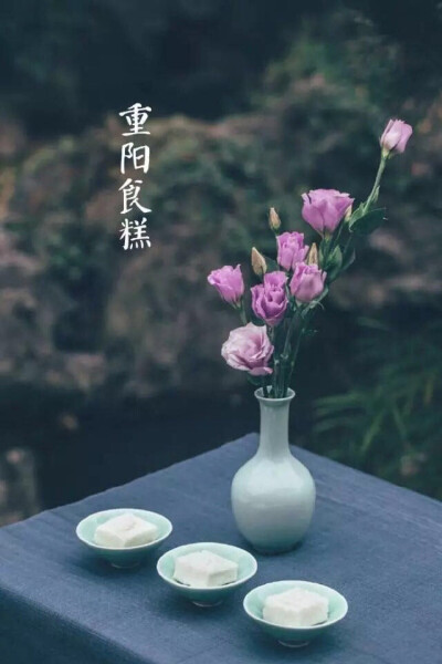 【中国传统节日：重阳节】鹊飞空碧，登高怀远。秋菊盈园，遍插茱萸。重阳食糕，柿柿如意。把酒东篱，微醺小醉，席枕留香。