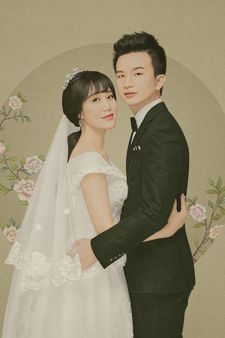 时尚新娘-复古工笔画写真 婚纱照 摄影 那年花开月正圆 