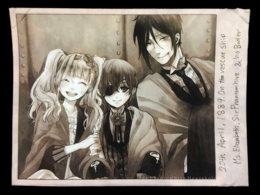 The photograph of Ms. Elizabeth, Sir Phantomhive & his butler
▪️20th of April, 1889
▪️On the rescue ship