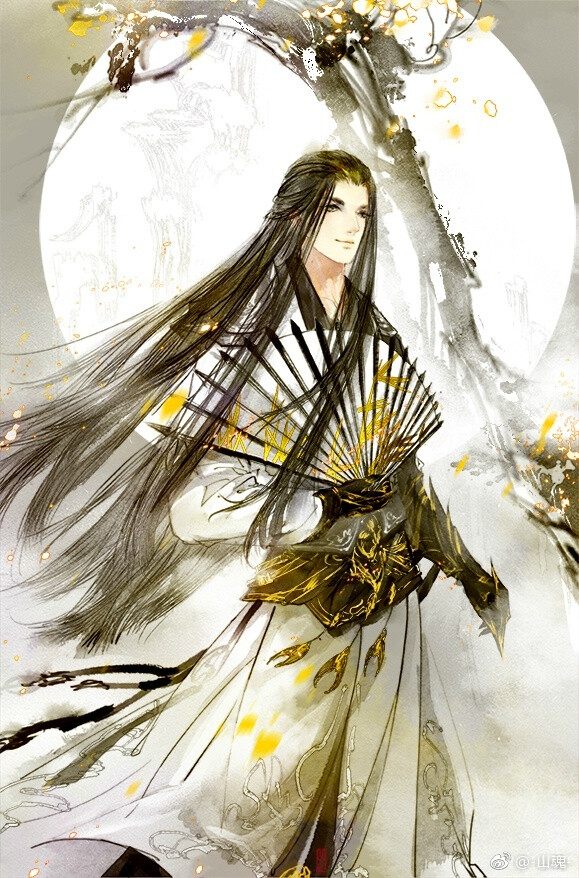 手绘古风白衣男子