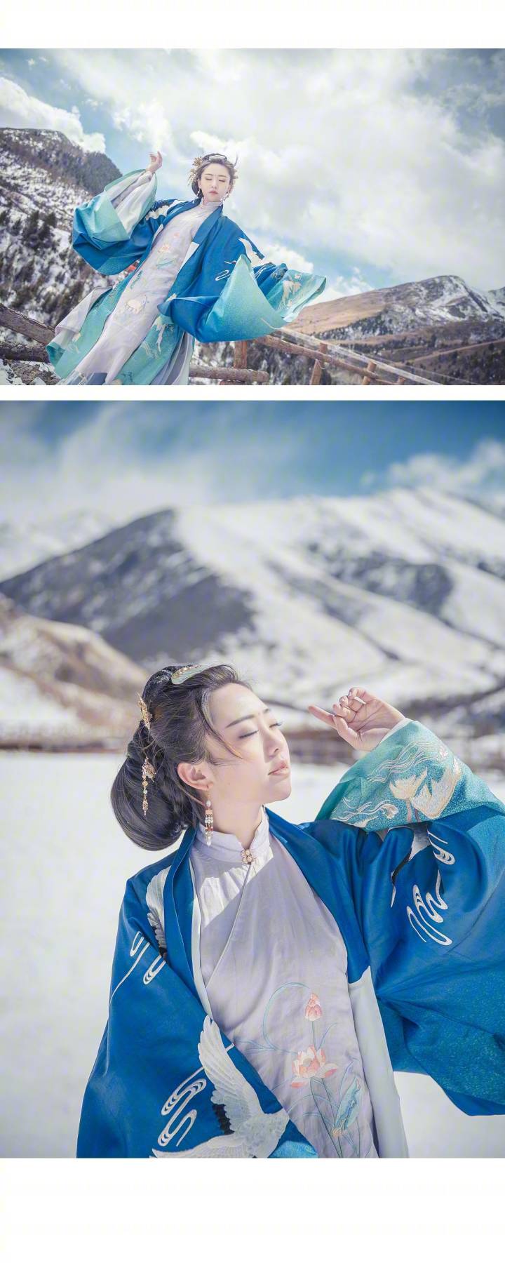 #汉服摄影# |雪中情· ​​​​往事如烟云 犹记别离时 徒留雪中情
摄影&后期：菠蘿菠蘿菌
大袖@清辉阁步光 千里江山，
内@菩提雪传统服饰 月慢，
配饰感谢@啊啊啊啊啊阿shi
出镜&妆造：@JaNe613 