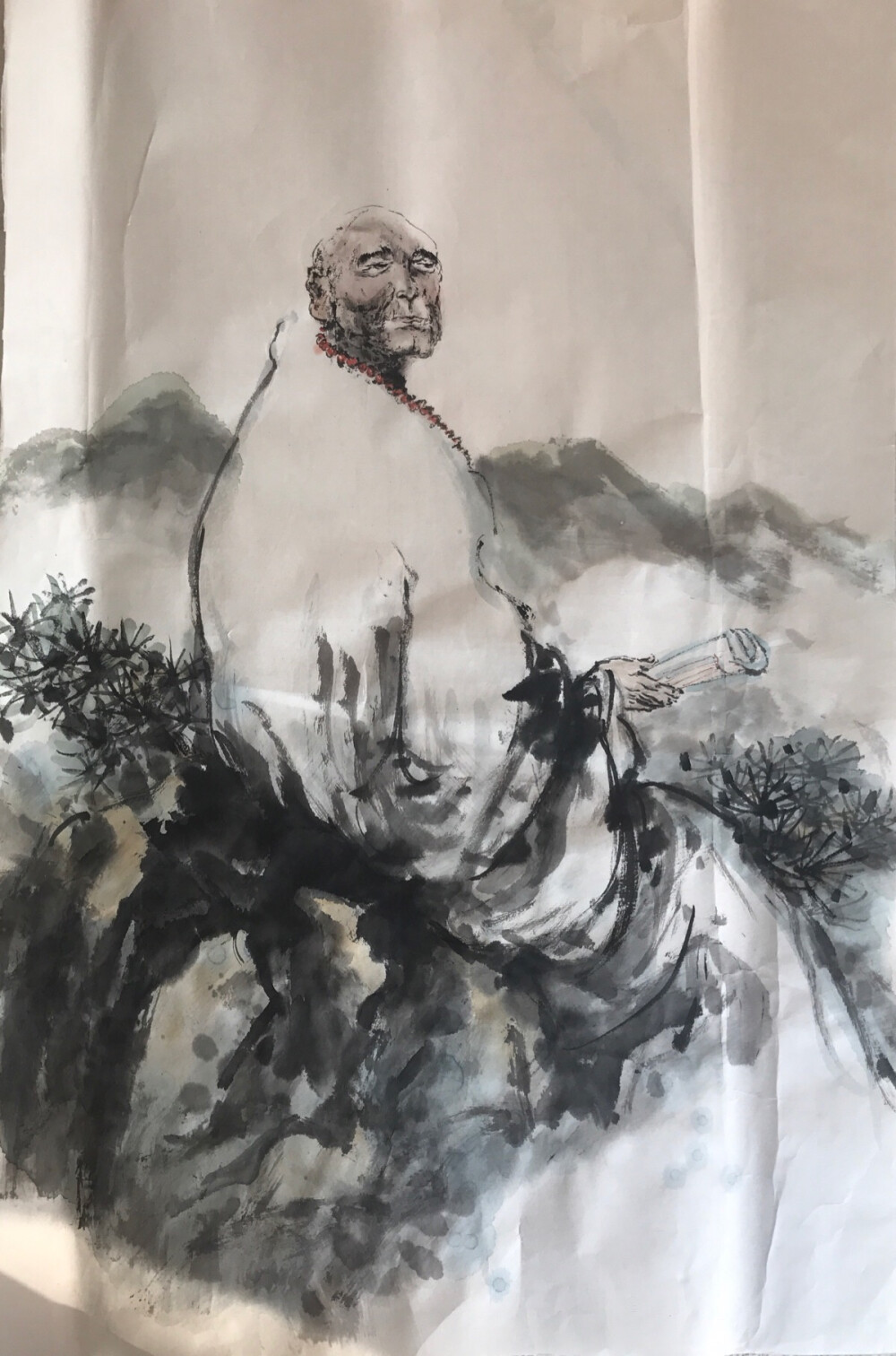 中国水墨人物画 坐石修真