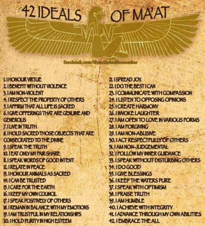 42 ideals of MA'AT