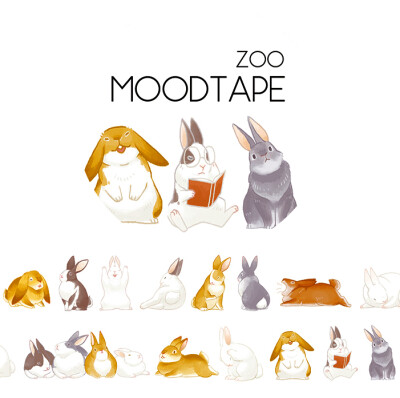 moodtape.兔兔。mood原创和纸胶带创意贴纸diy手工手账