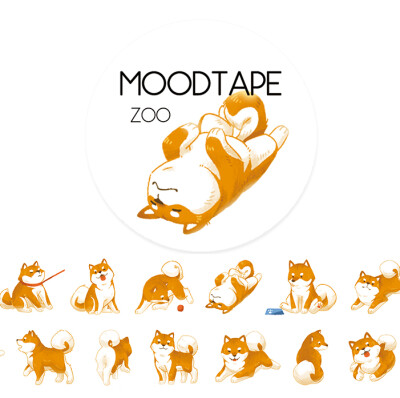 moodtape.柴犬。mood原创和纸胶带创意贴纸diy手工手账