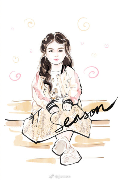 #jjseason插画# #season时尚插画# ---- 爸爸去哪儿萌萌哒小童星@阿拉蕾雅涵 可爱演绎H&M童装。 ​​​​