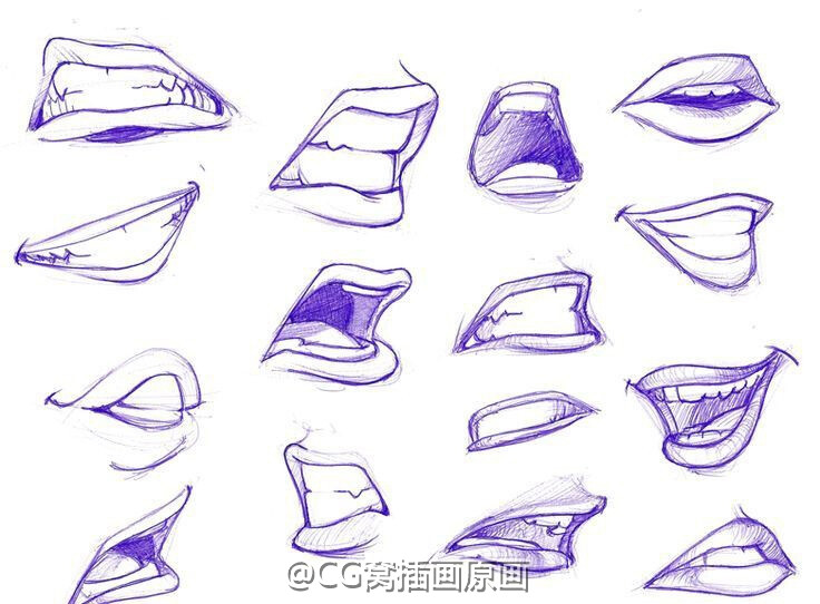 绘画参考嘴巴画法参考搬运
