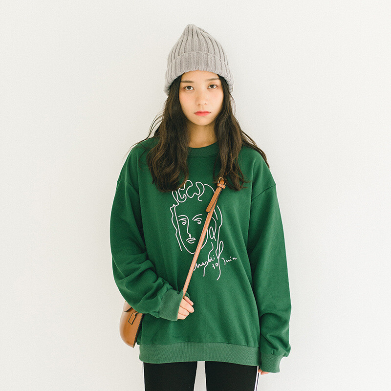 daydreamer清晰轮廓人像印花卫衣 百搭单品 宽松休闲日系 2017新