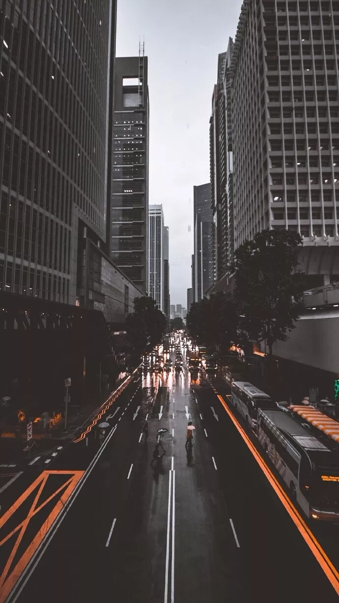 壁纸。雨后街道