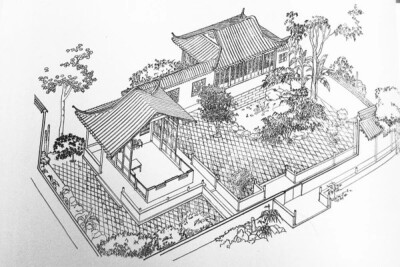 手绘 中国古代建筑