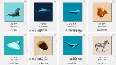 折纸低多边形动物头像鹦鹉熊猫狐狸鸟北极熊AI设计素材ai280