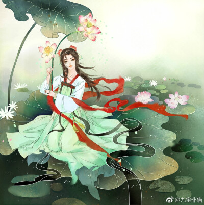 手绘古风青衣女子
画师：九宝非猫