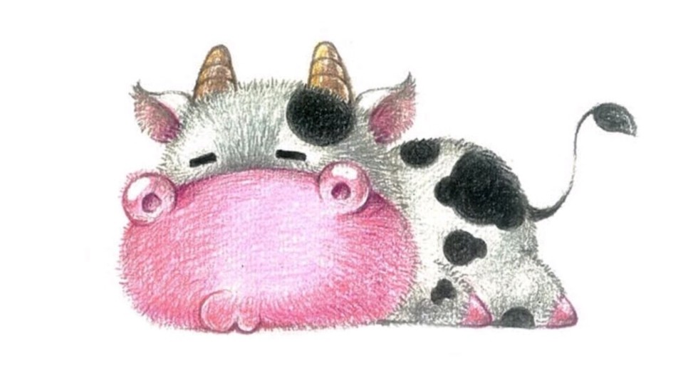 手绘彩铅之十二生肖趴趴图——牛