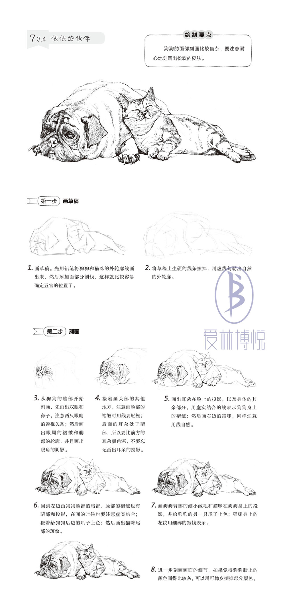 本案例摘自人民邮电出版社出版的《一学就会！铅笔画超简单》。更多原创绘画教程和作品将在“爱林文化”公众号（aiibook）中长期分享！爱林博悦——只为悦读者！