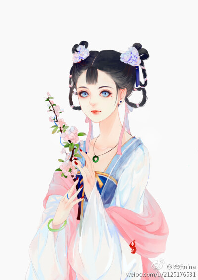 手绘古风白衣女子
画师：长乐