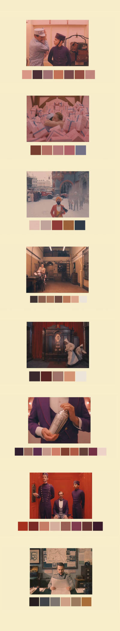 【设计师必看的配色方案】跟着电影学配色，韦斯·安德森（Wes Anderson）电影中独特的色彩美学总是让人惊艳不已！ ​ ​​​​
