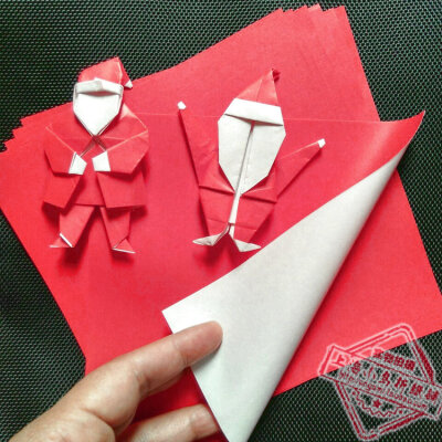 红色系专区 单面红色折纸 红白双色 折圣诞老人爱心 15cm/17.5cm