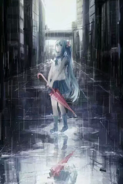 雨天初音唯美