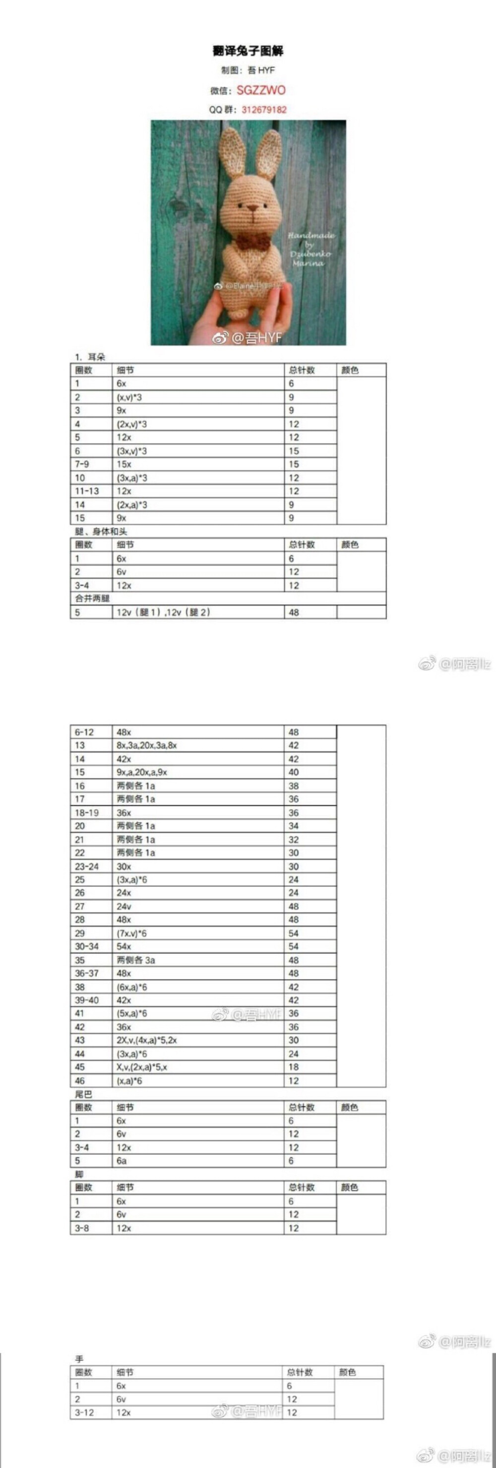 钩针玩偶图解