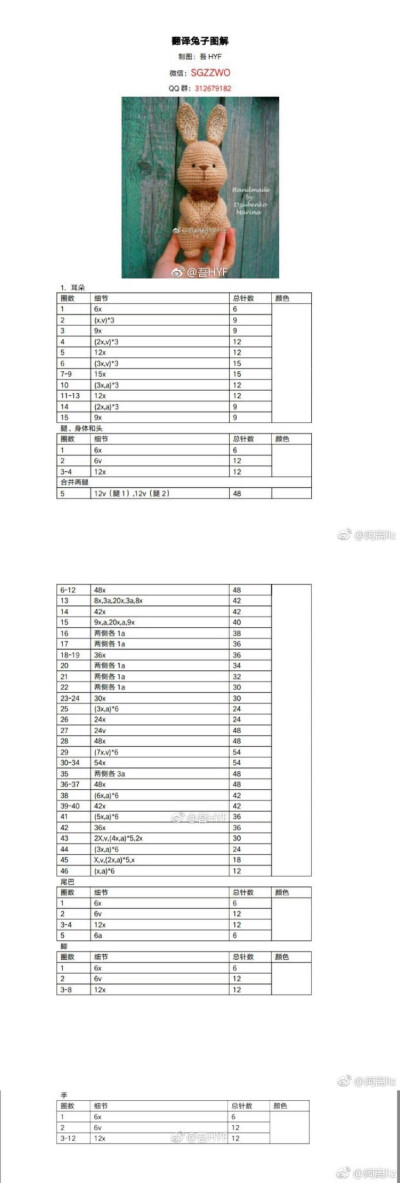 钩针玩偶图解