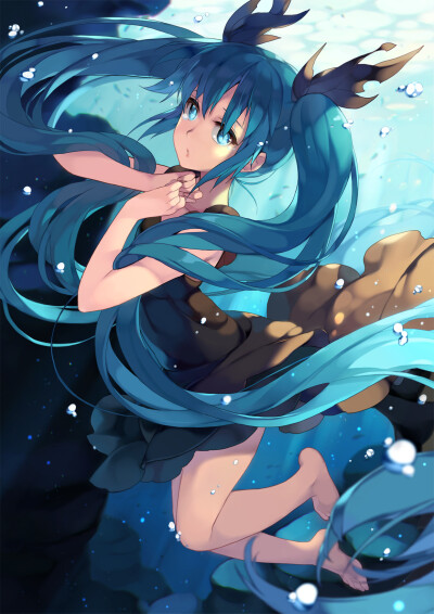 曲绘：《深海少女》初音未来 绘师：カルピン（pixiv id=543487） 本作品pixiv id=51339931