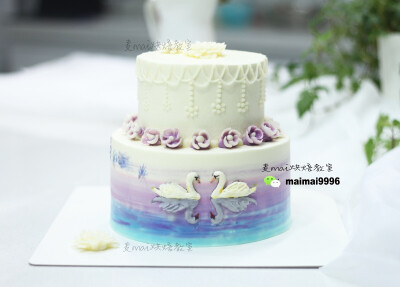 场景蛋糕～天鹅蛋糕 奶油蛋糕