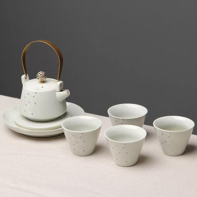 花间器一壶四杯提梁壶简约创意粗陶手绘家用干泡陶瓷功夫茶具