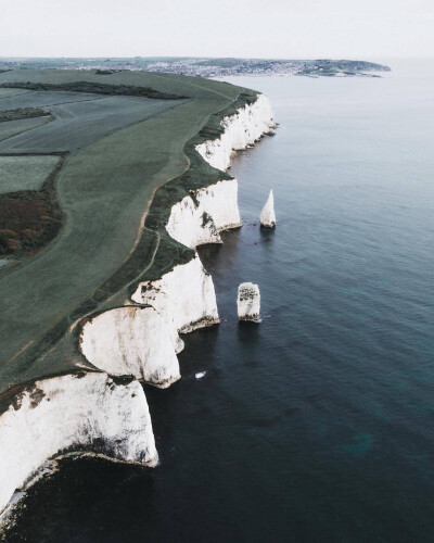 英国的白色海崖old harry rock