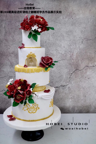 中式婚礼翻糖蛋糕学员作品