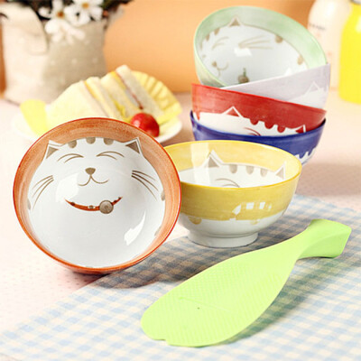 创意 发财猫陶瓷碗 套装 家居版 米饭碗 饭碗 可爱 送饭勺 礼盒装