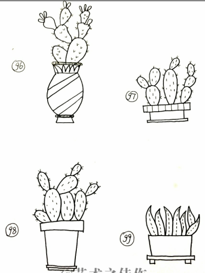 小盆栽简笔画，手绘