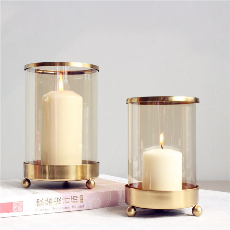 北欧风格轻奢简约金属电镀蜡烛台蜡烛灯可用LED铜线灯餐桌装饰品