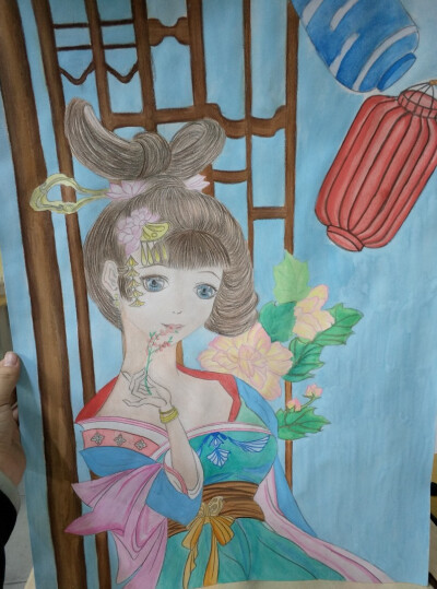 彩铅画 水粉 人物