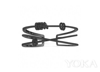 APM Monaco 黑色纯银镶晶钻开口手镯，￥ 2,390，