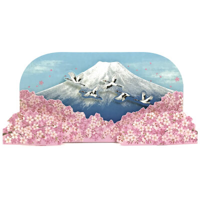 日本购回 万用新年立体樱花富士山贺卡 圣诞节春节感谢商务卡片