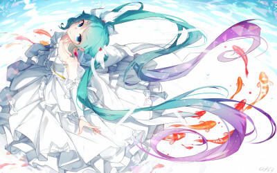 初音未来 绘师：千夜QYS3（pixiv id=7210261）本作品pixiv id=66016200（太太说有15个水印，眼都看花了也没找全，可以当游戏玩了，看图找水印，2333）