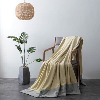 nacasa全棉植物绣花毛巾被毛巾毯单人毯午休毯舒适柔软原创设计