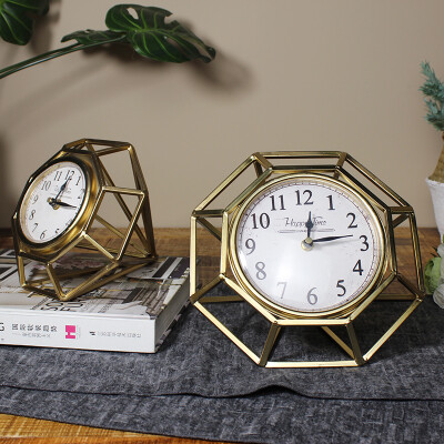 北欧钻石造型钟表座钟客厅欧式台钟卧室摆钟时钟摆件桌面坐钟装饰