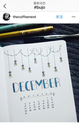 #bujo via ins，a cut page for December