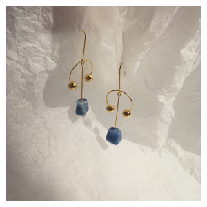 定制
            耳边铛  65欧美蓝色石英石钟摆设计简约长款耳环