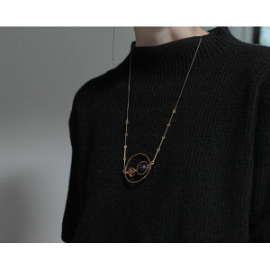 定制
            ESCA × Mell 星球系列 水晶黄虎眼蓝砂石 18k金项链女 不对称款