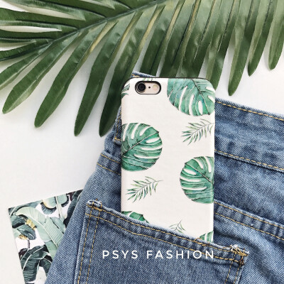 Psys Tropical丛林风绿叶雕刻苹果Iphone67plus手机壳