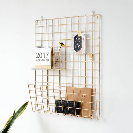 唐信 铁丝网铁艺照片墙ins网格置物架北欧简约电镀墙壁装饰架子