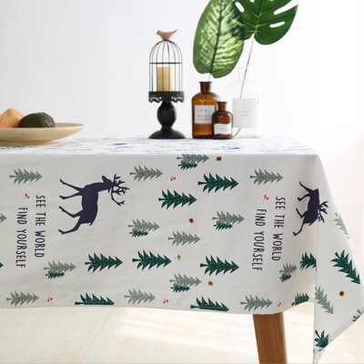 北欧小清新圣诞树茶几桌布长方形台布新年圣诞节装饰布餐桌垫
