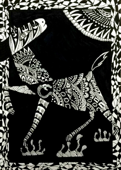 何小婷＊十二生肖黑白插画——马