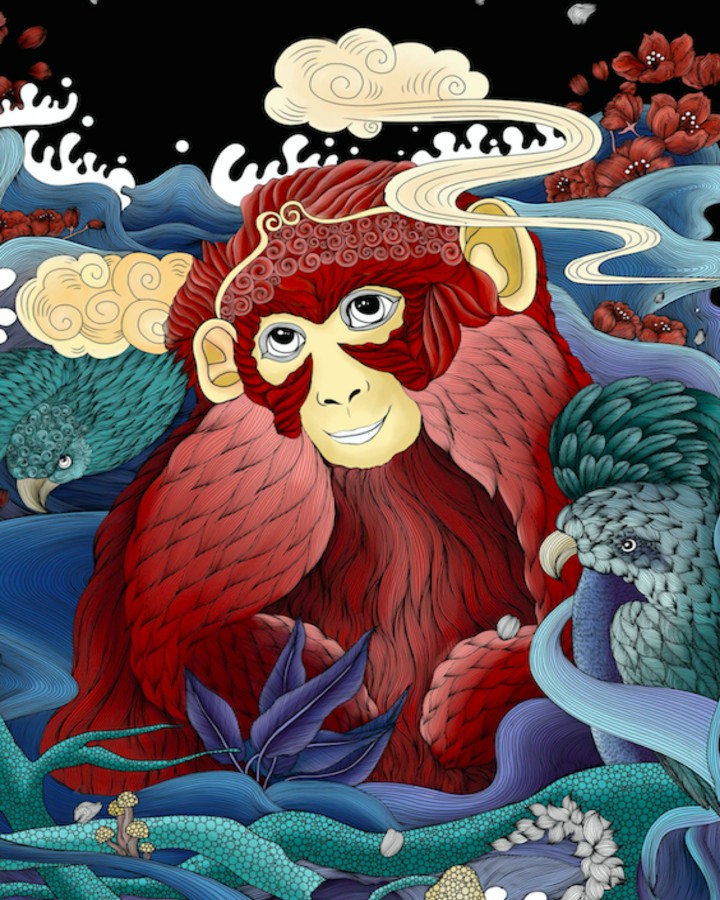 十二生肖绘画壁纸申猴